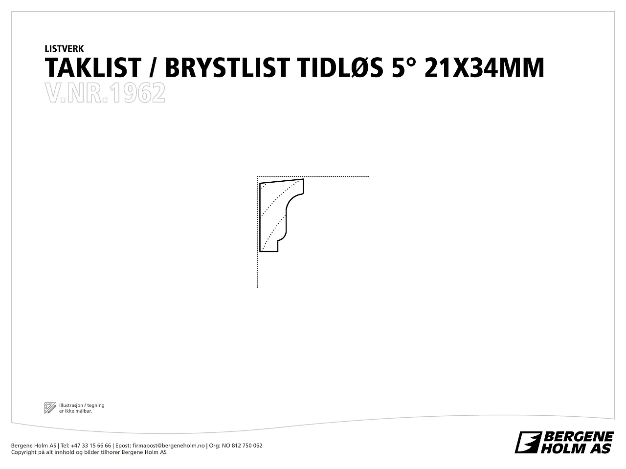 Taklist furu hvit bomull S0502-Y 21x34 mm null - null - 2 - Miniatyr