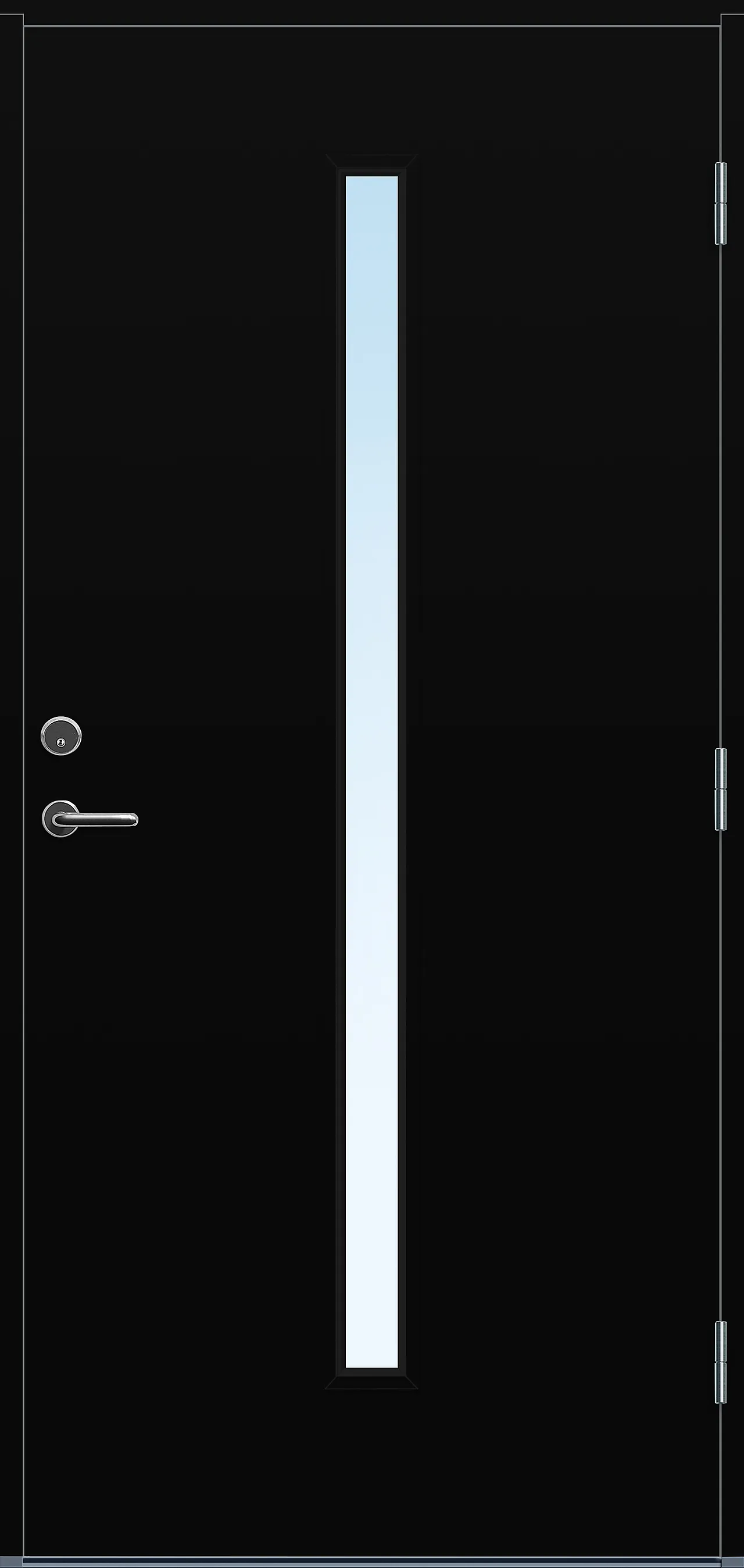 Ytterdør Hovdeby med frostet glass svart høyre 90x210 cm