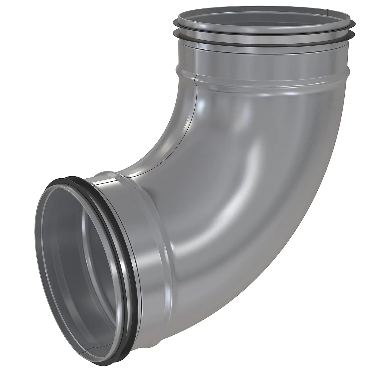 Bend 90 grader galvanisert stål m/pakning ø 125 mm Bend 90 grader galvanisert stål m/pakning ø 125 mm