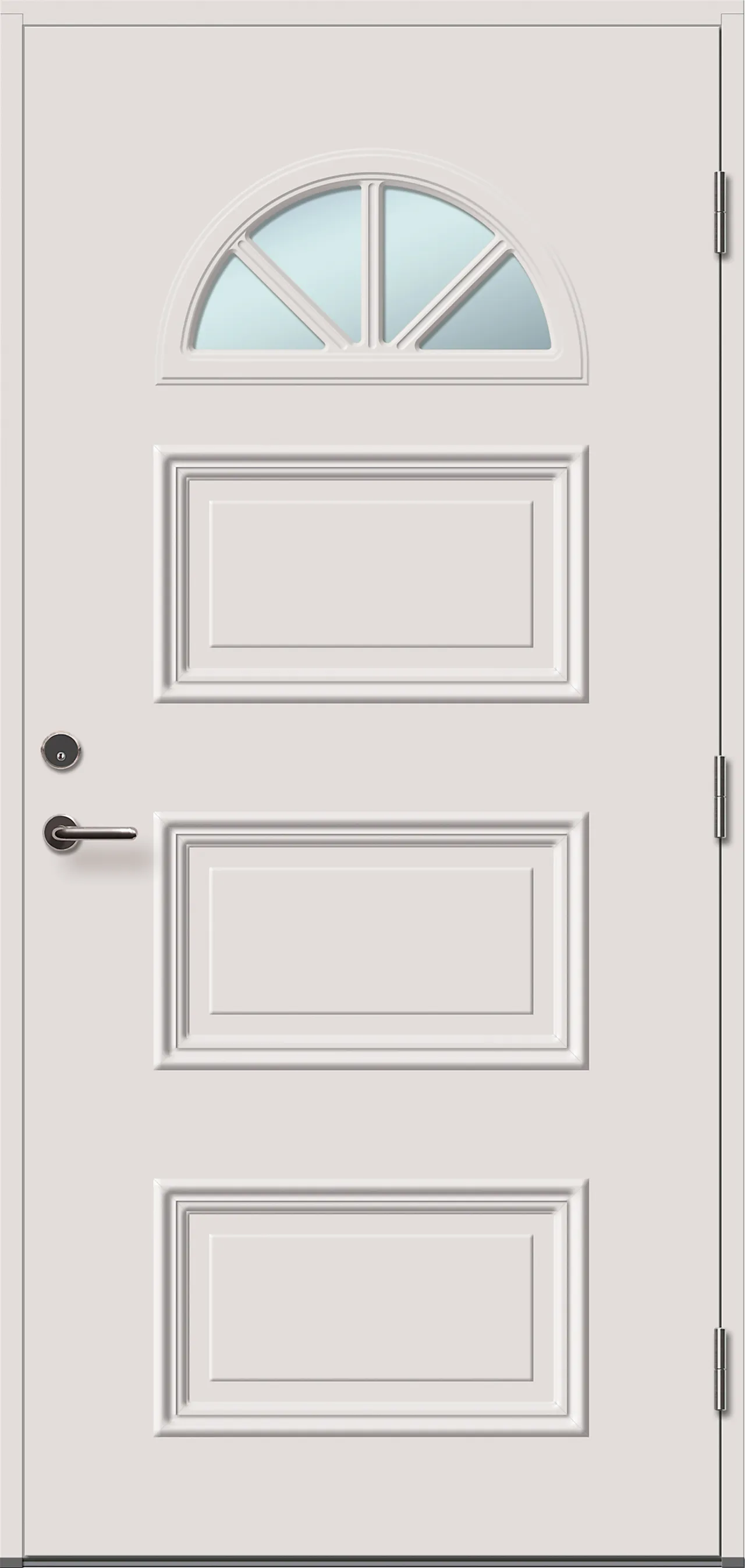 Dør yd tun 443 hvit 99/209 v klart glass, fg sylinder