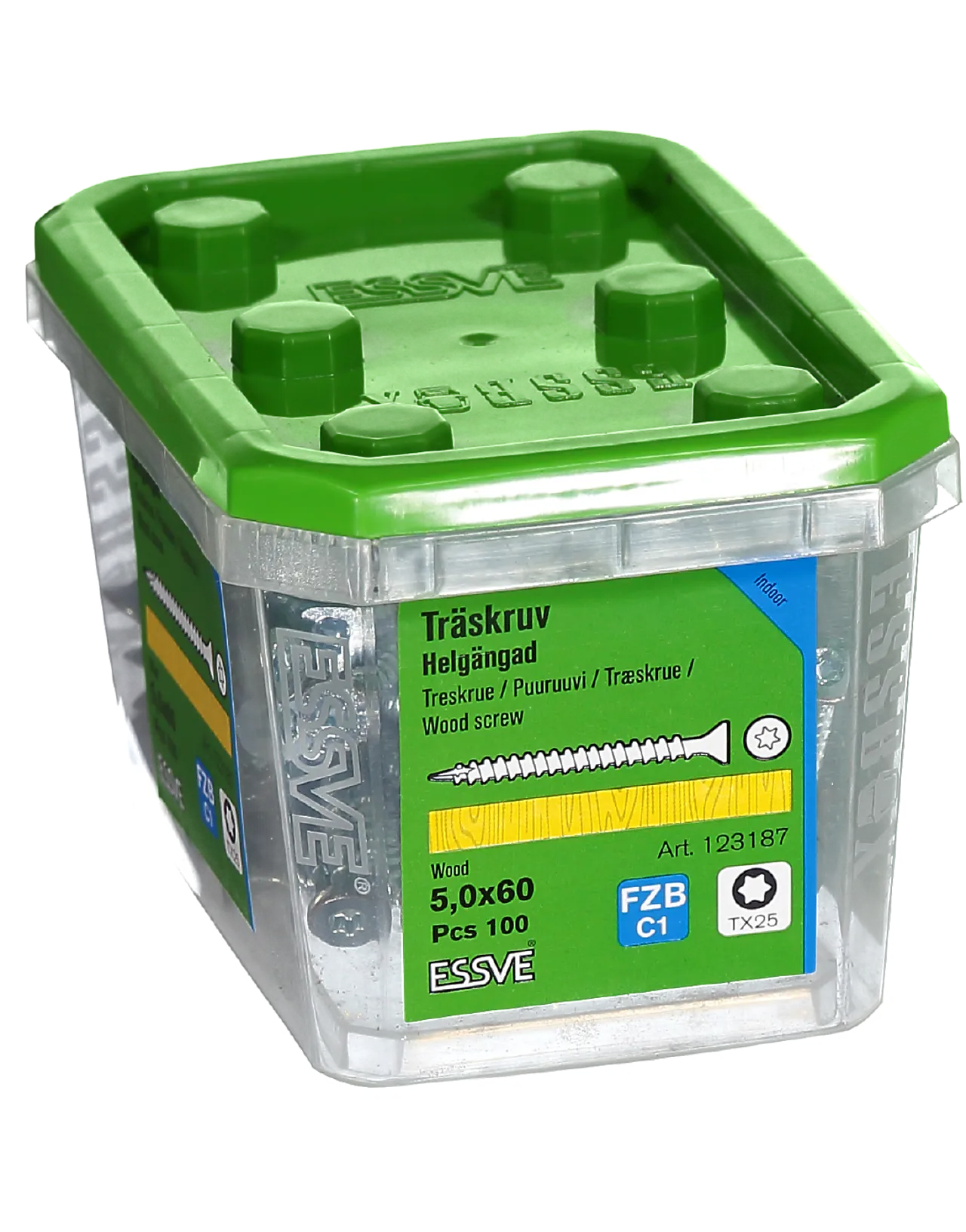 Treskrue inv sh hg 5x60 fzb a-100 senkhode helgjenget blankforsinket Treskrue inv sh hg 5x60 fzb a-100 senkhode helgjenget blankforsinket