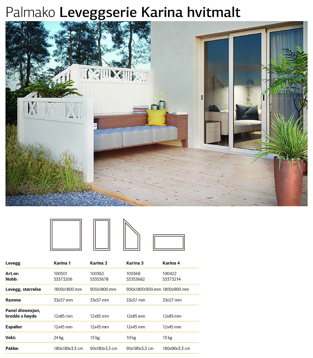 Levegg Karina 1 hvitmalt 90x180 cm null - null - 3 - Miniatyr