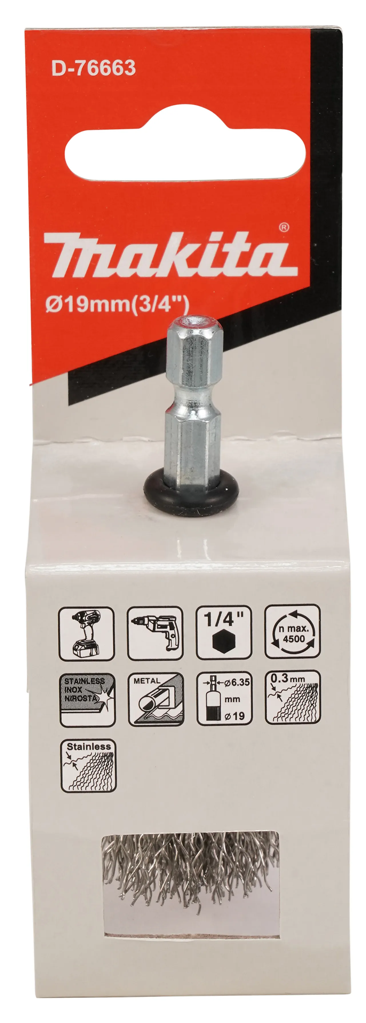 Stålbørste penselform 19 mm