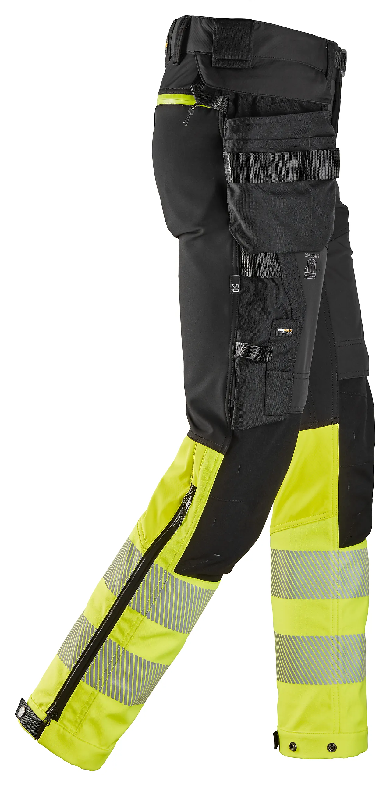 Snickers 6935 arbeidsbukse sort/gul str 48 Snickers 6935 arbeidsbukse sort/gul str 48