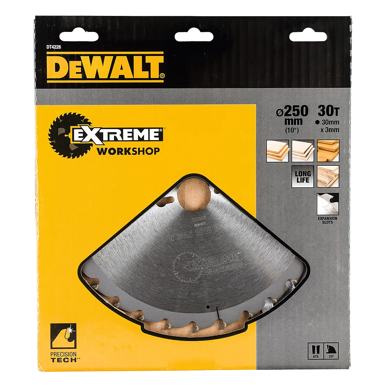 DEWALT ExTREME sagblad 250x30x2,2mm 30 tenner ATB 20° null - null - 2 - Miniatyr