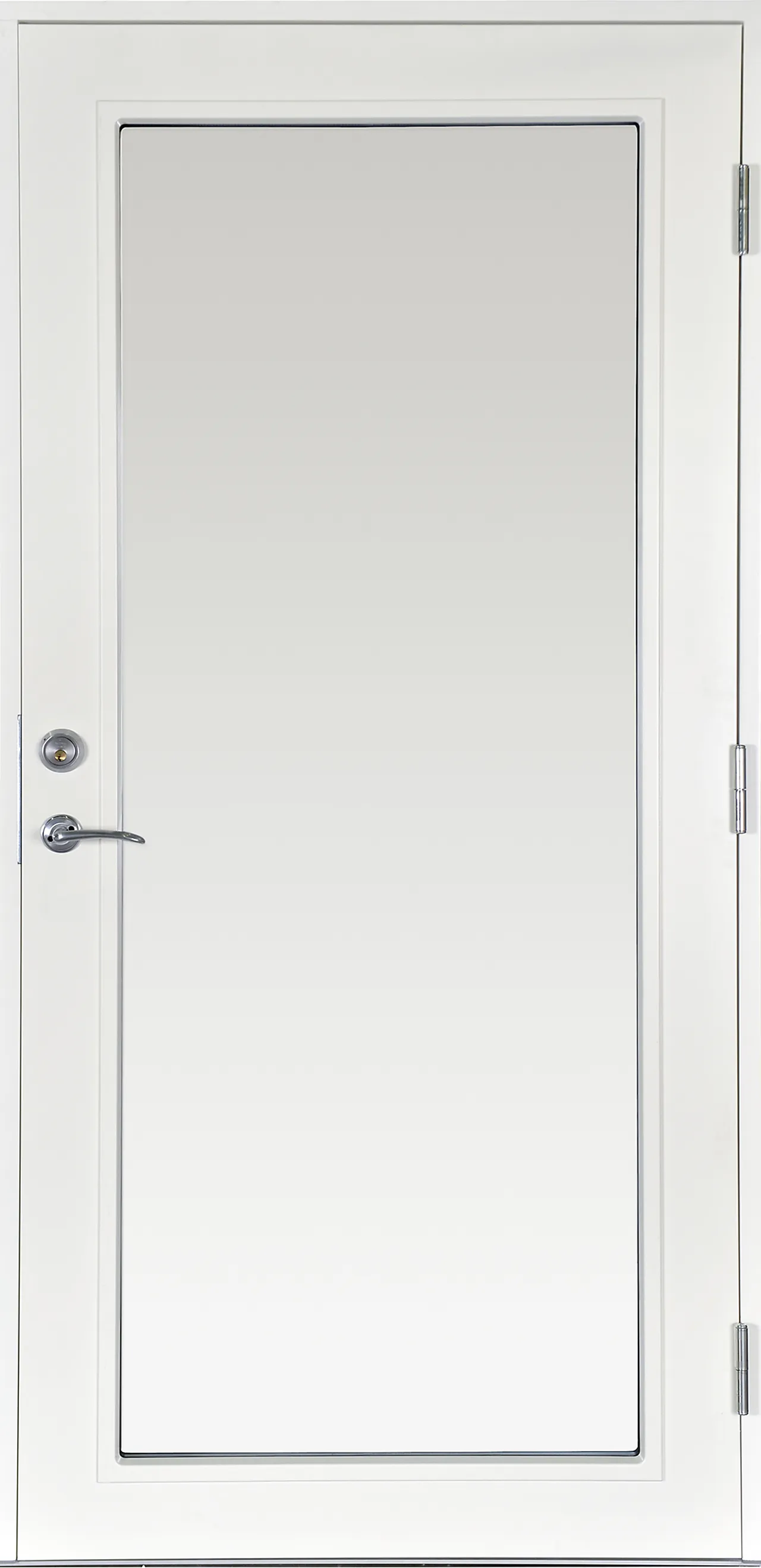 Ytterdør Stord hvit 110x210 cm m/klart glass høyrehengslet