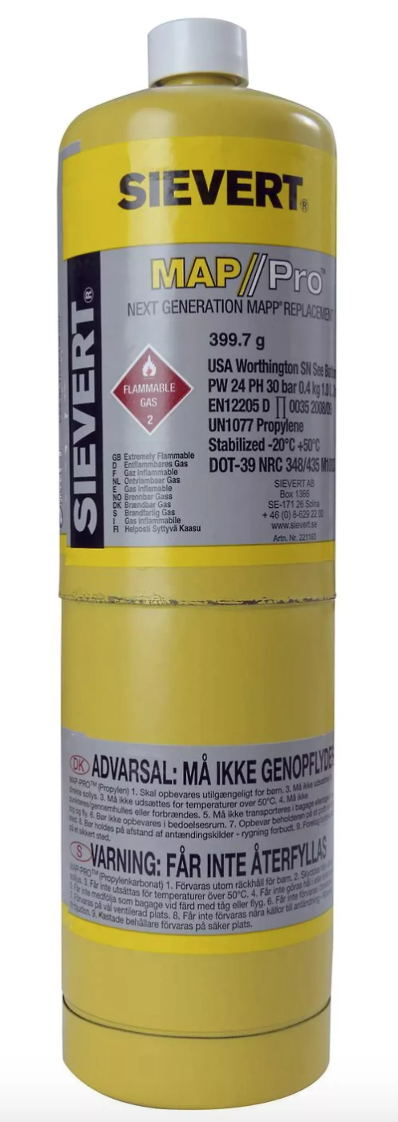 Gassbeholder engangs mapp 400 gram