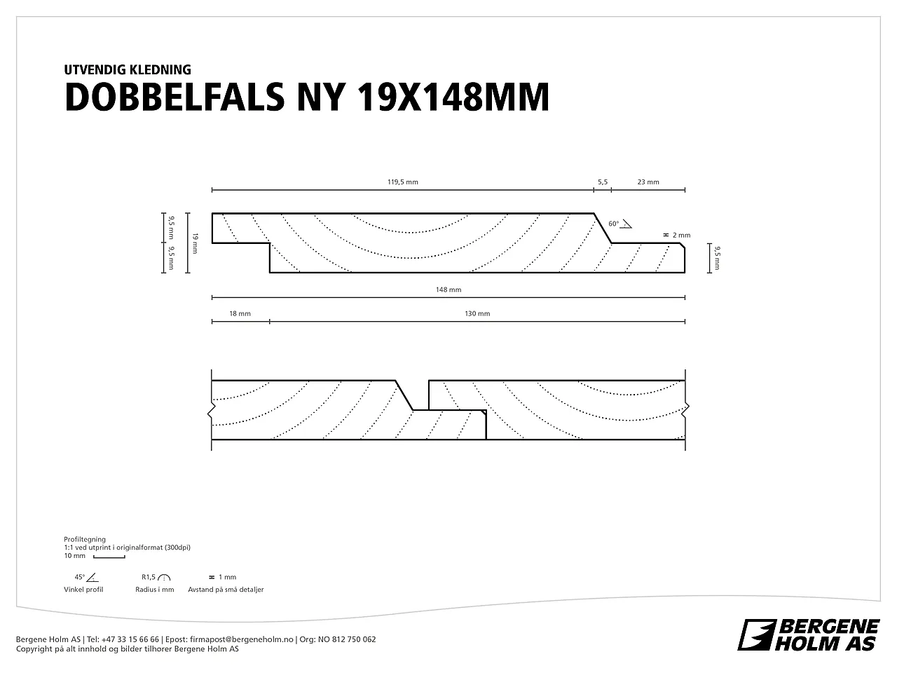 Gran 19x148 df 60° mellomstr spesialfarge dobbelfals ny grunning+mellomstrøk null - null - 2 - Miniatyr