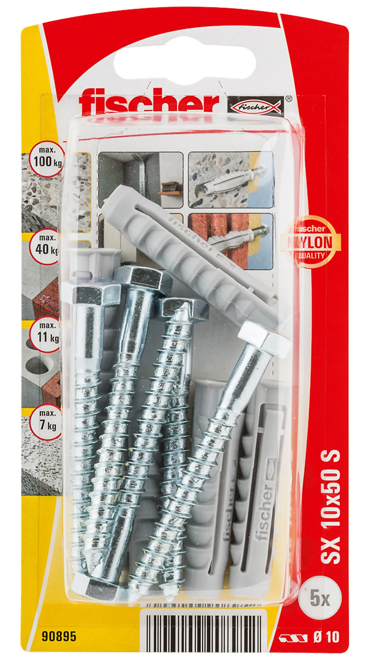 Nylonplugg m/skrue SX 10x50 mm S 5 stk Nylonplugg m/skrue SX 10x50 mm S 5 stk