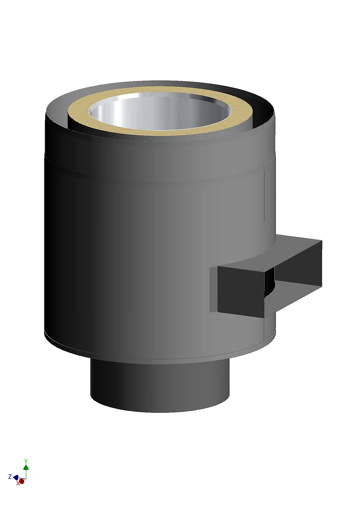 Startrør med tilluft isolert Ø150 sort Startrør med tilluft isolert Ø150 sort