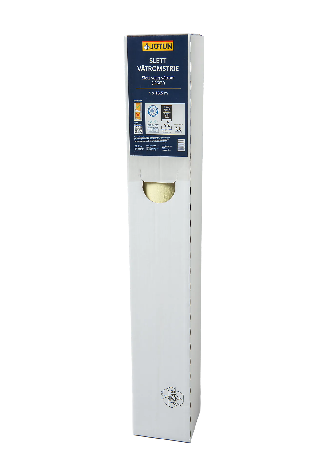 Jotun slett vegg våtrom J960V glassfiberstrie 15.5m venstrehengslet