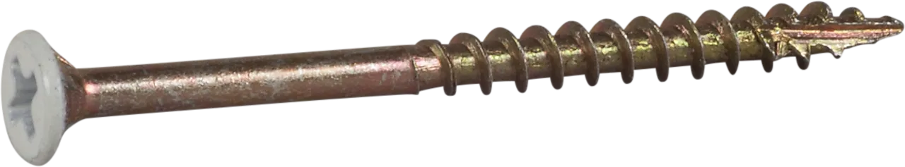 List- og sokkelskrue gulkromatisert hvitlakkert hode 3,4x45 mm 250 stk