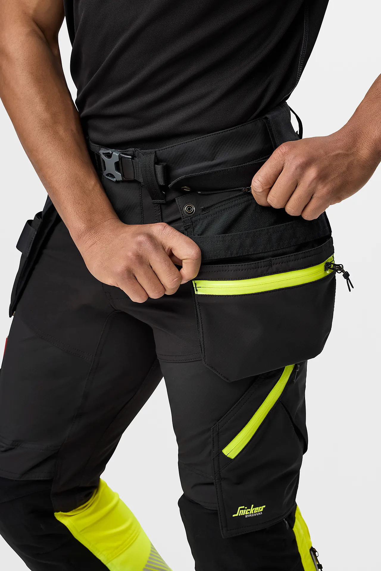 Snickers 6935 arbeidsbukse sort/gul str 48 null - 48 - 3 - Miniatyr