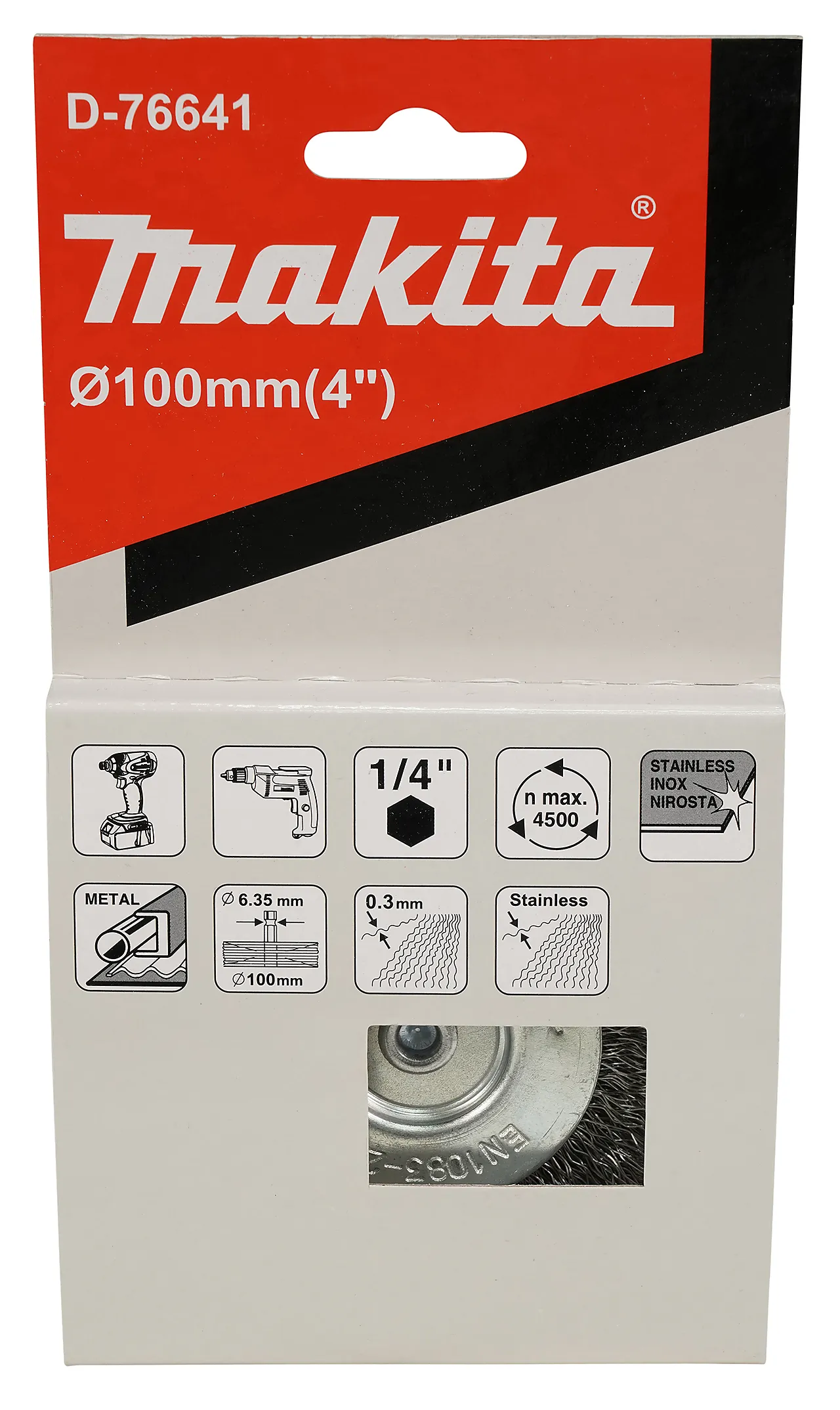 Stålbørste skiveform 100 mm