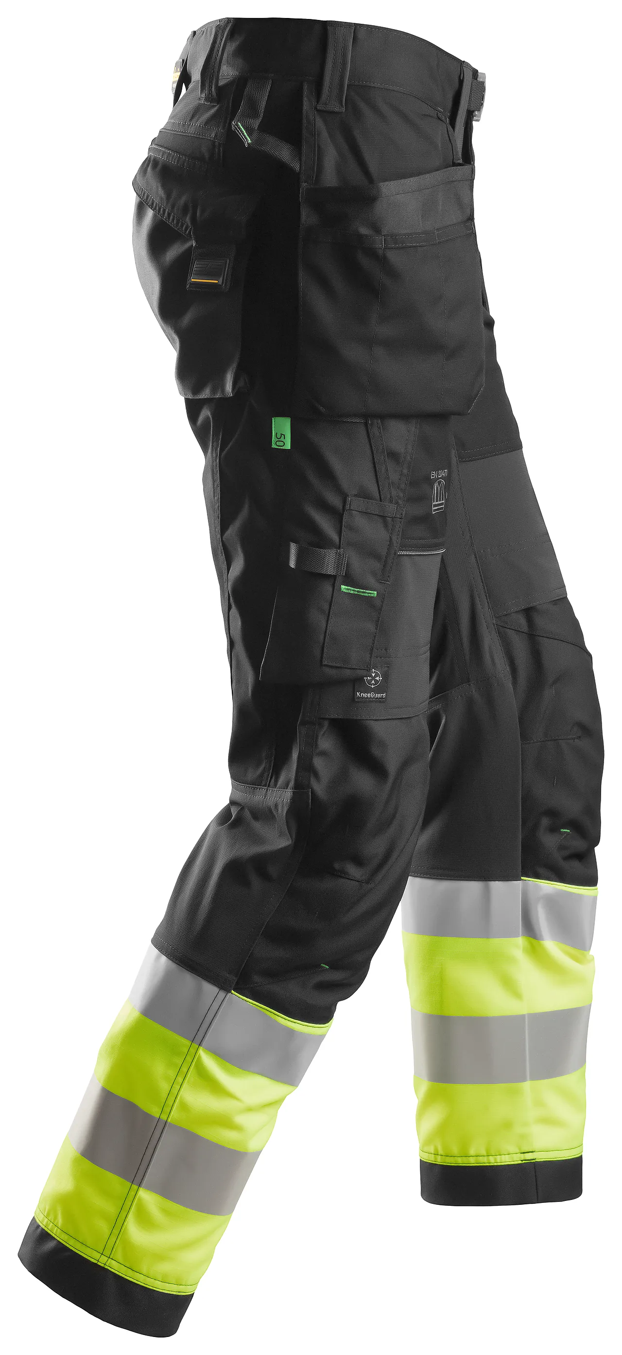 Håndverksbukse 6931 FlexiWork+ kl.1 Sort/HiVis gul str 92 null - null - 3 - Miniatyr