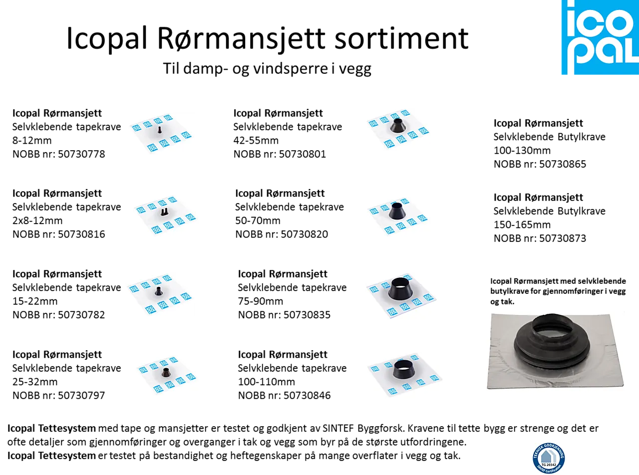Rørmansjett 75-90 mm selvklebende tapekrave null - null - 2 - Miniatyr
