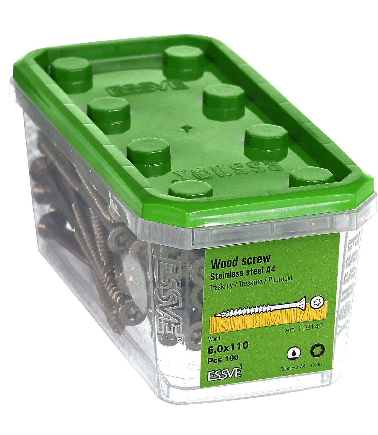 Treskrue utv sh 6x110 a4 a-100senkhode a4 syrefast stål null - 110 - 3 - Miniatyr