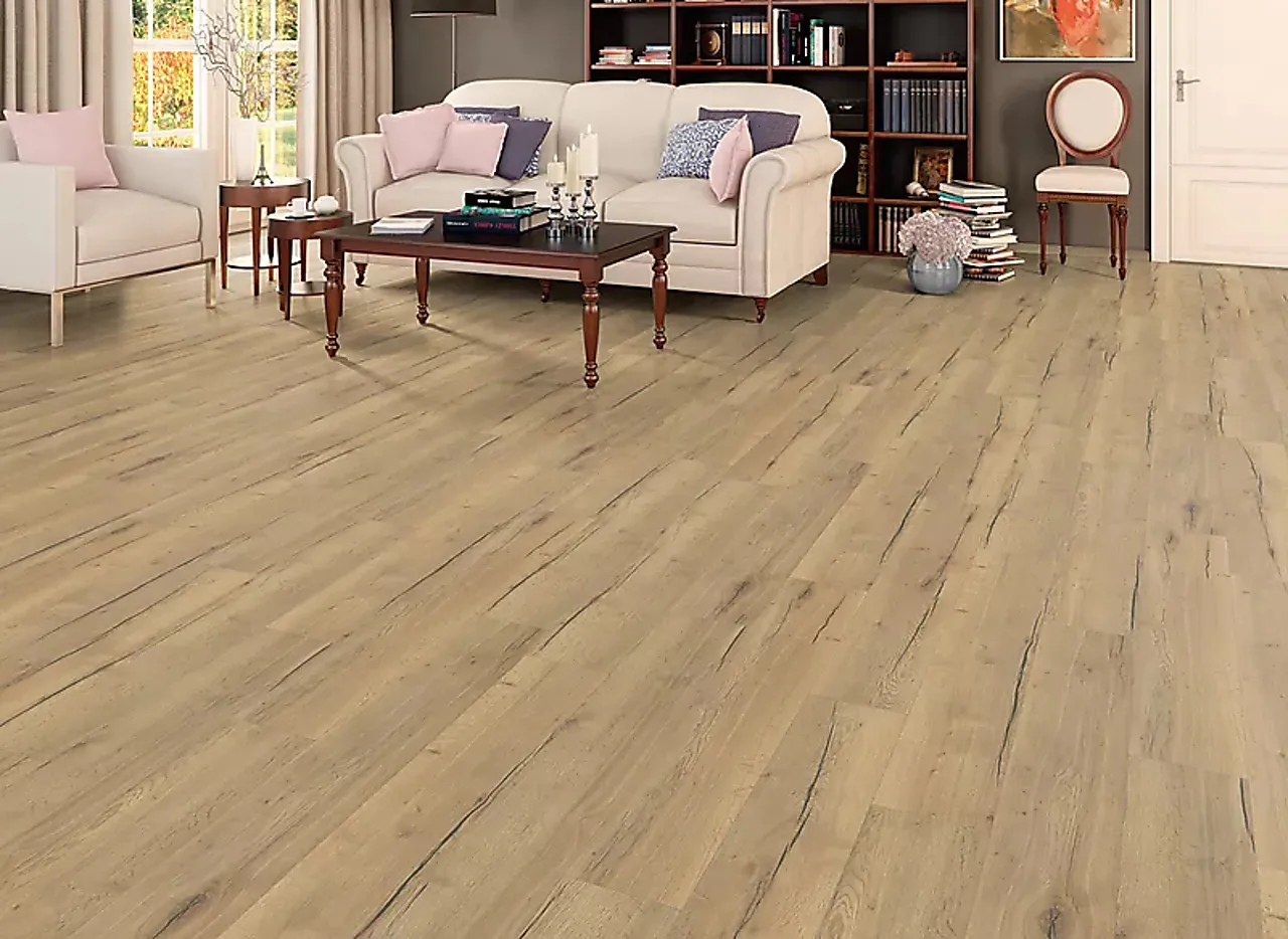 Laminatgulv 1-stav natur eik 8 mm