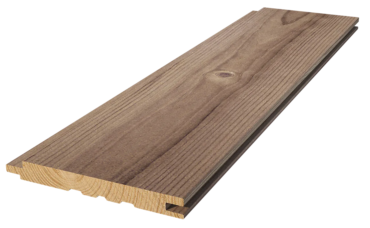 Furu 13x120 sprekk beiset skogbrun børstet natur Furu 13x120 sprekk beiset skogbrun børstet natur