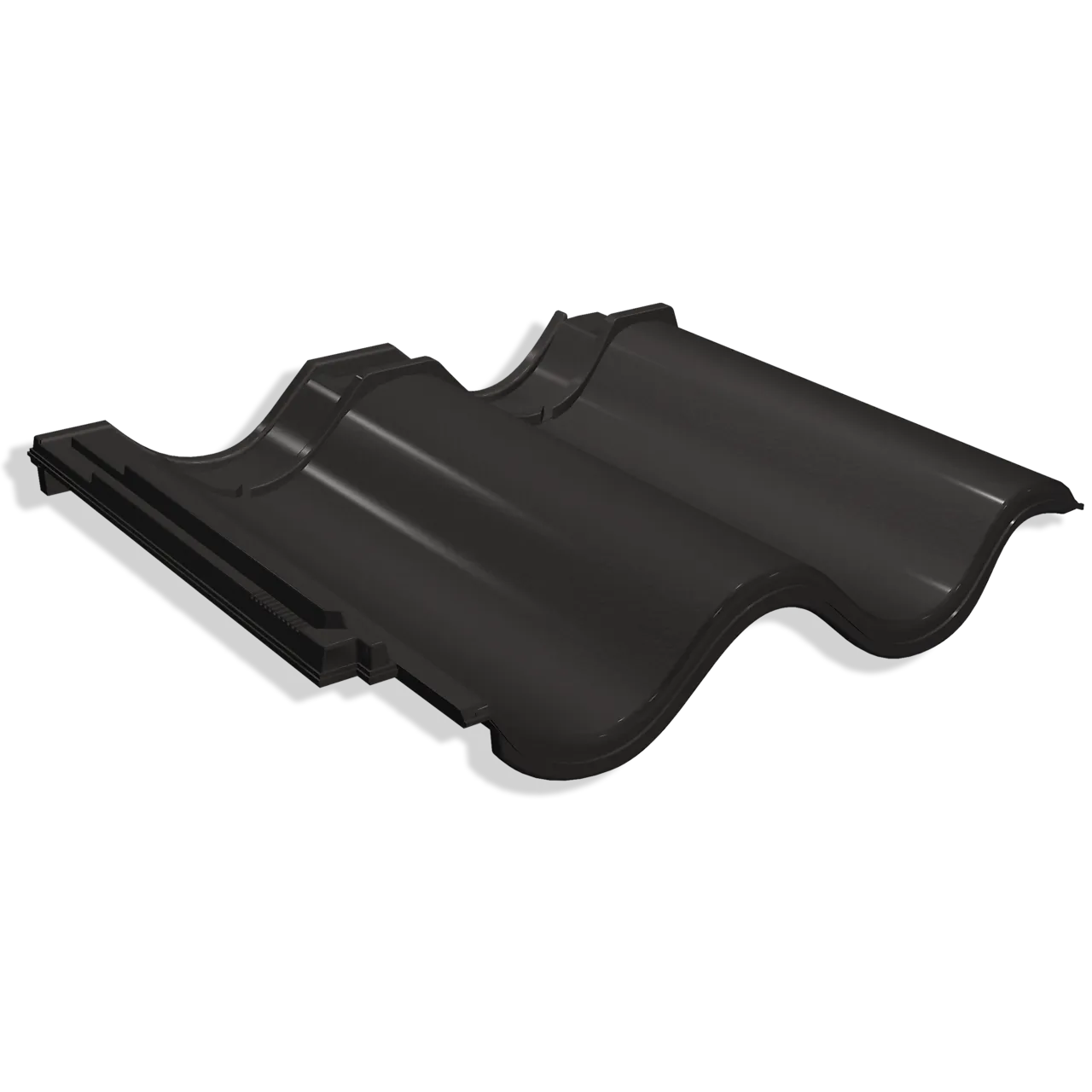 Takstein tvilling titansvart glasert