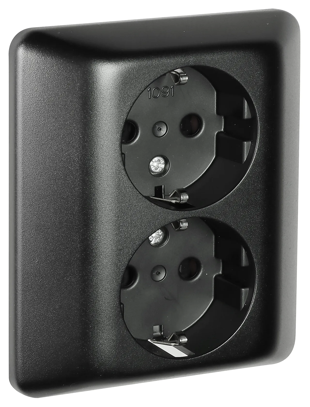 Stikkontakt elko rs innf sort dobbel innfelt med jord