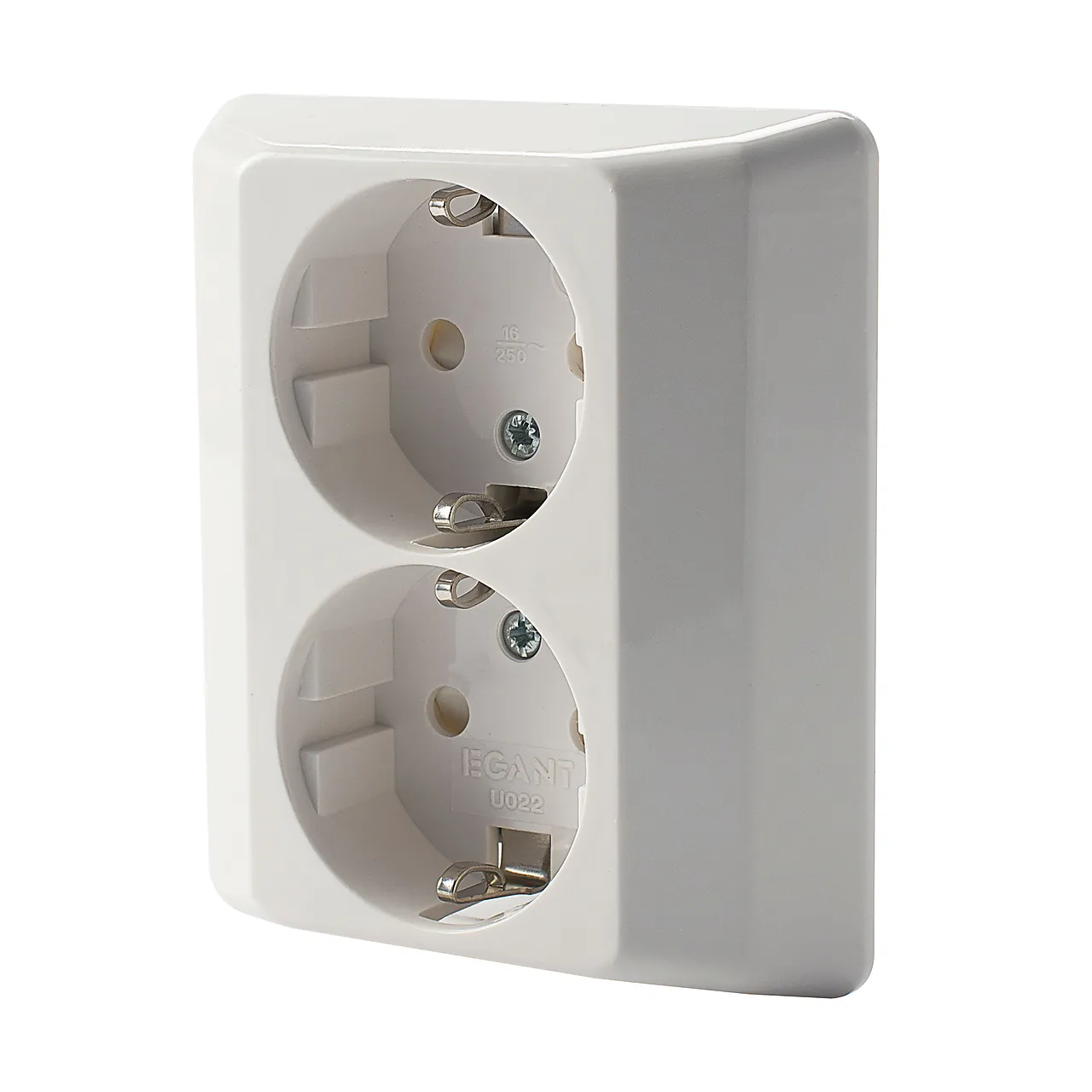 Stikkontakt dobbel m/jord innfelt alpinehvit Stikkontakt dobbel m/jord innfelt alpinehvit