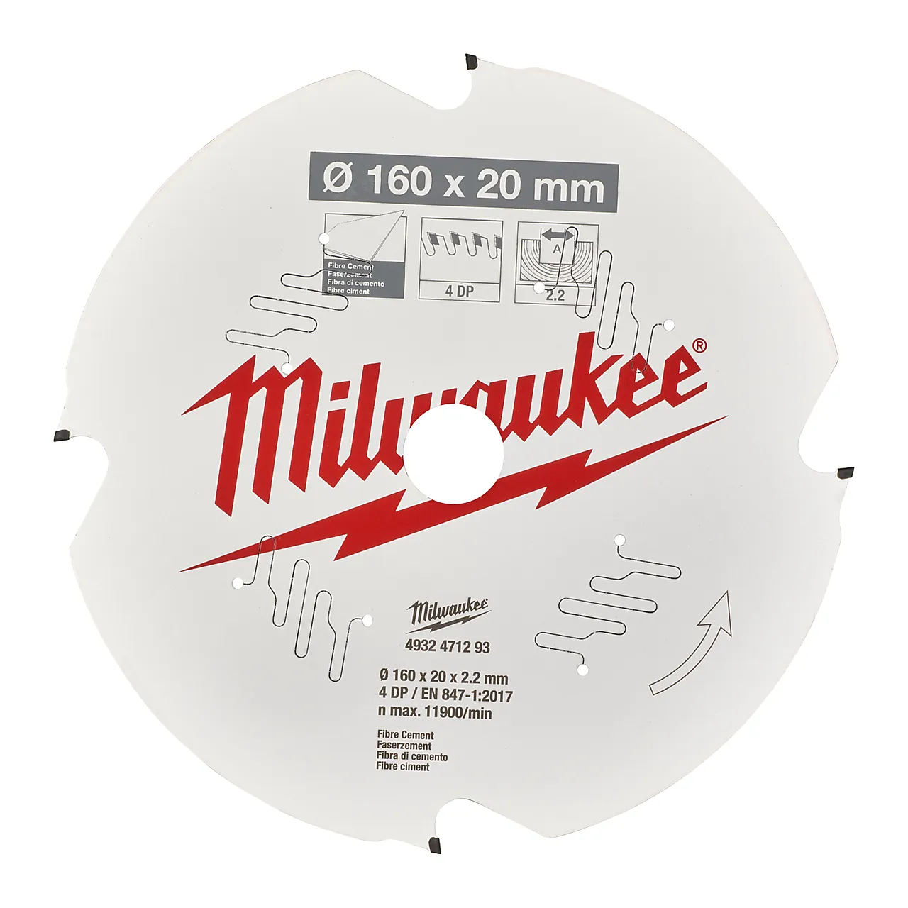 Milwaukee sirkelsagblad F160x20x2,2x4D