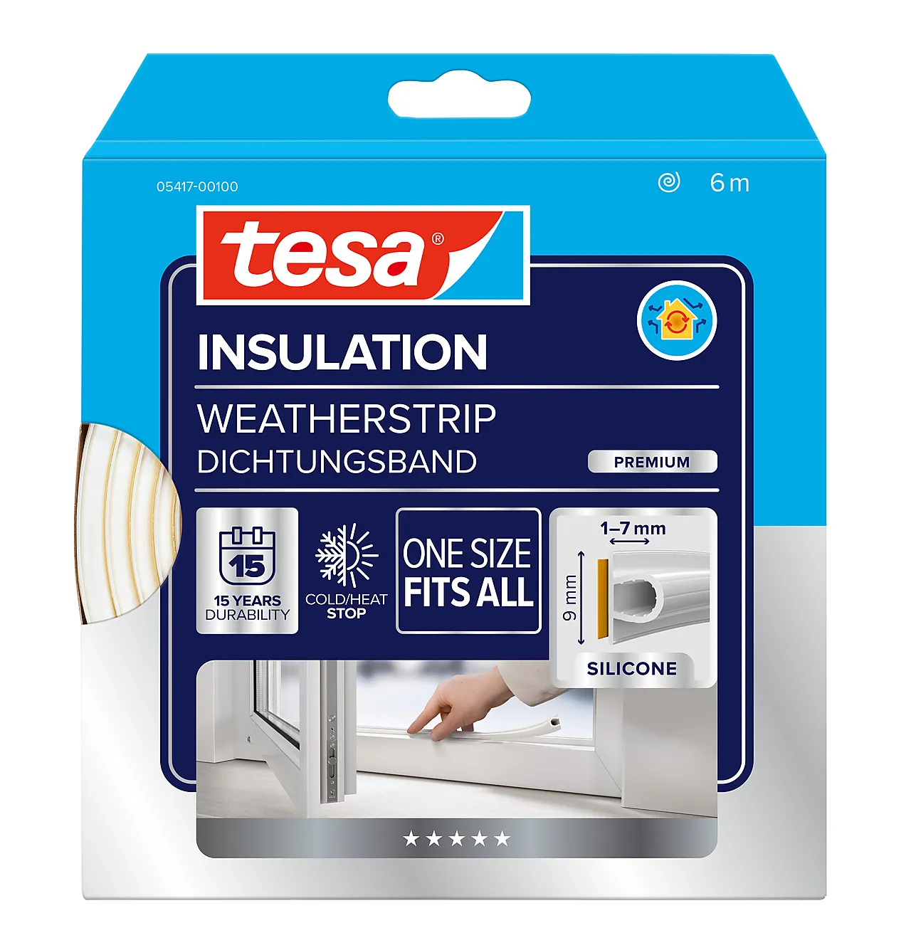 Tetningslist silikon hvit 6 meter null - null - 2 - Miniatyr