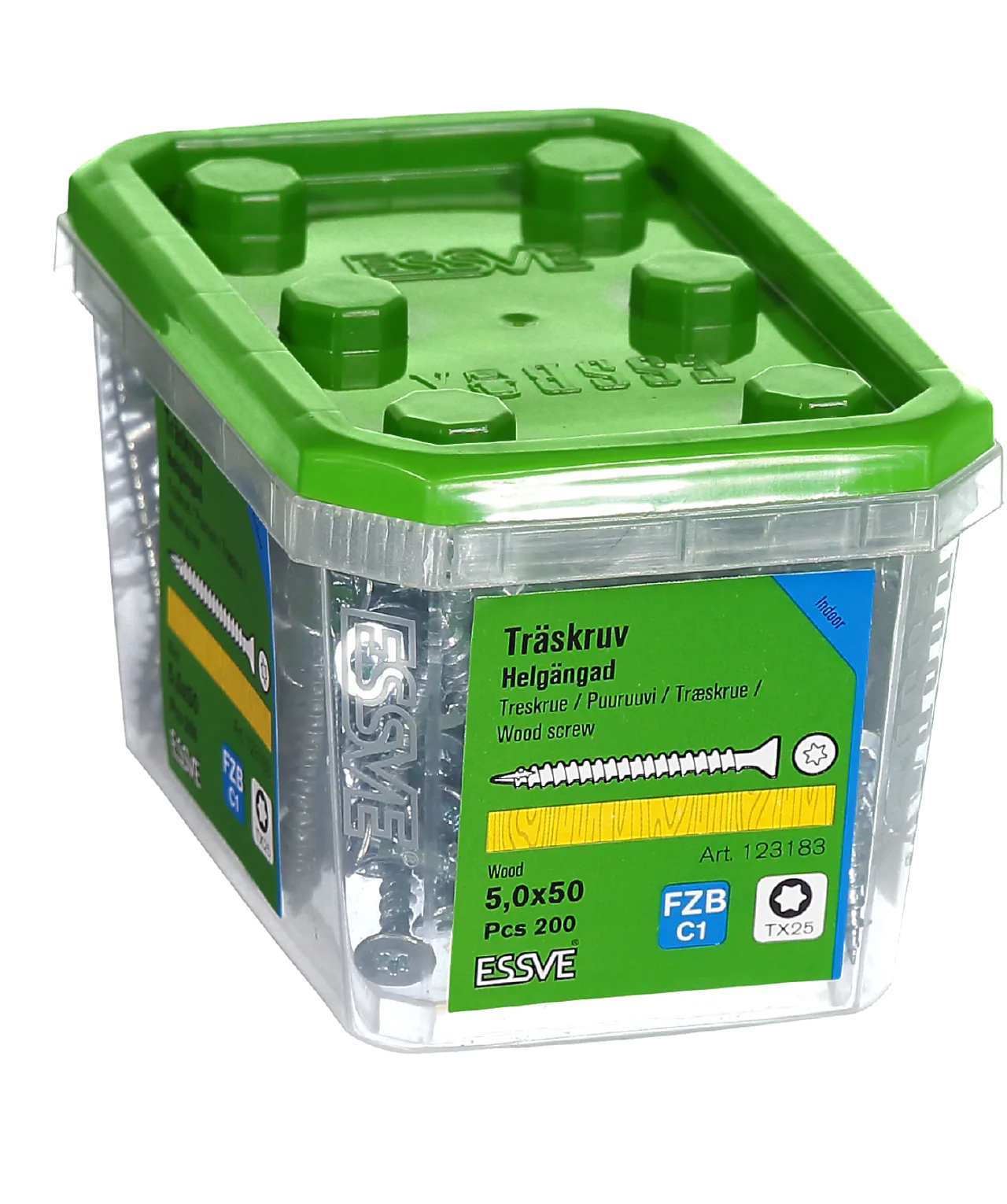 Treskrue inv sh hg 5x50 fzb a-200 senkhode helgjenget blankforsinket Treskrue inv sh hg 5x50 fzb a-200 senkhode helgjenget blankforsinket