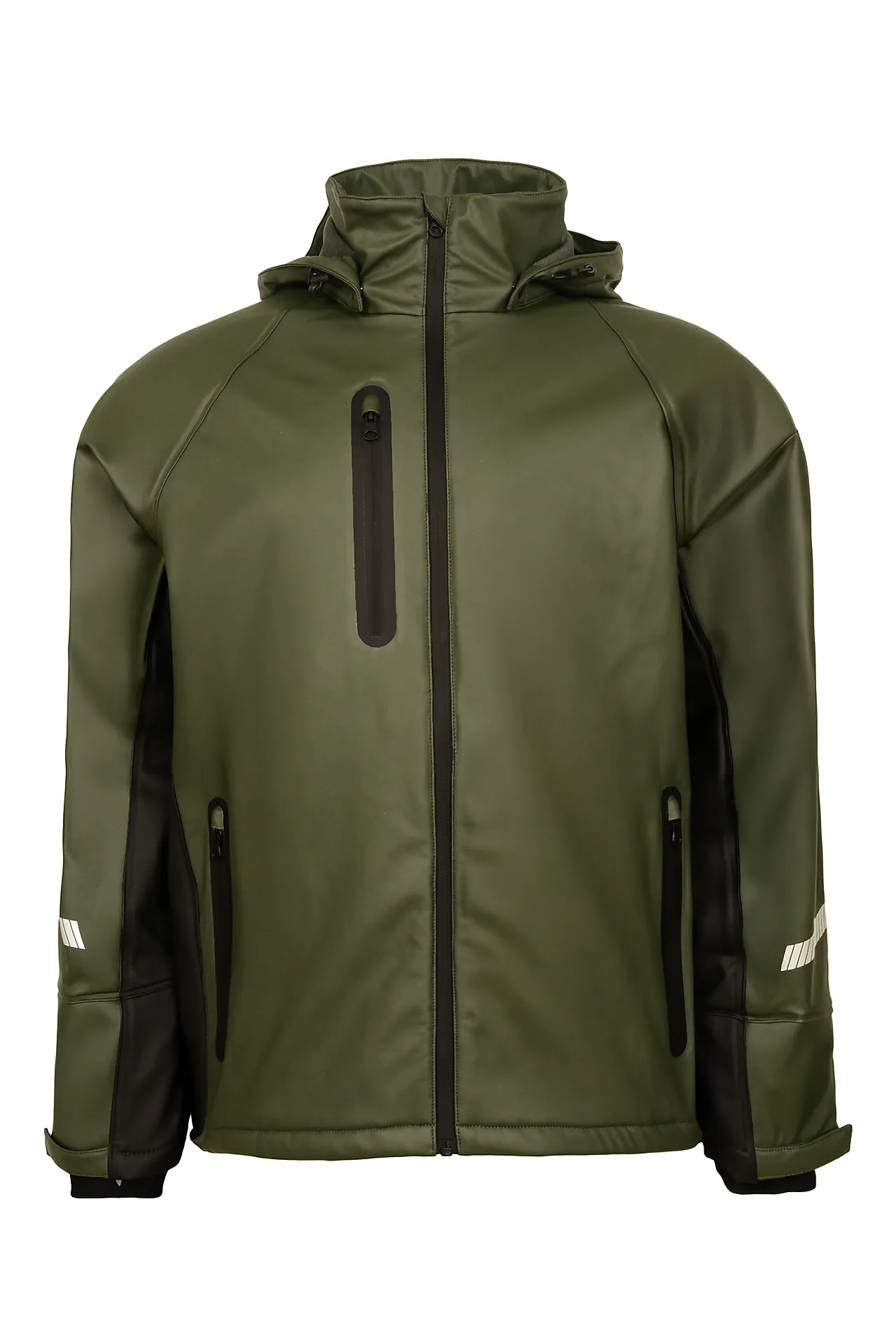 Regnjakke i PU med fleece F1348 grønn/sort XL Regnjakke i PU med fleece F1348 grønn/sort XL