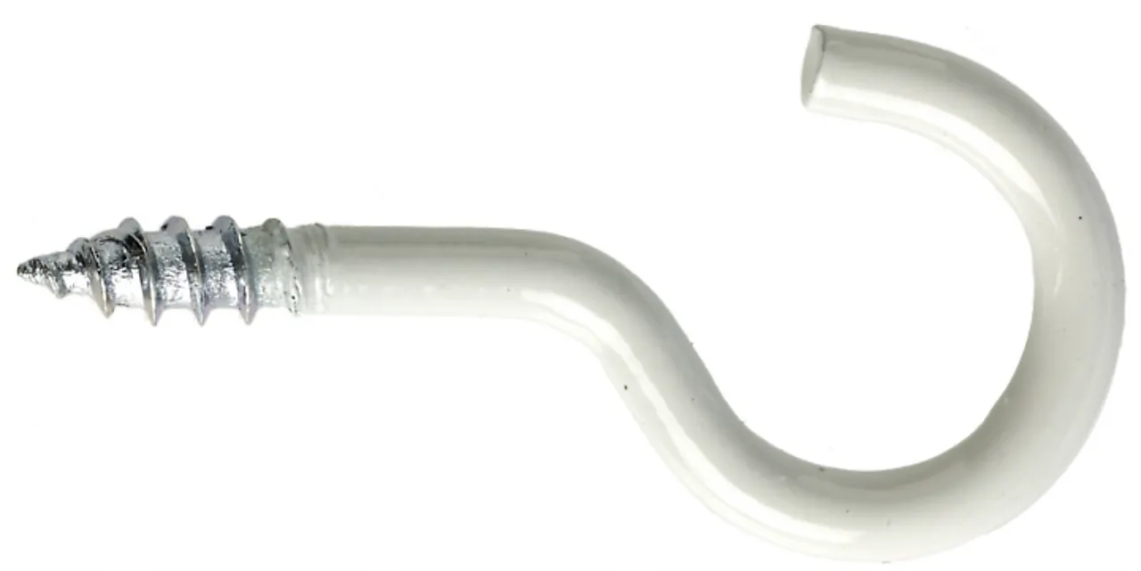 Skruekrok hvit epoxy 26x7x2,5 mm 5 stk Skruekrok hvit epoxy 26x7x2,5 mm 5 stk