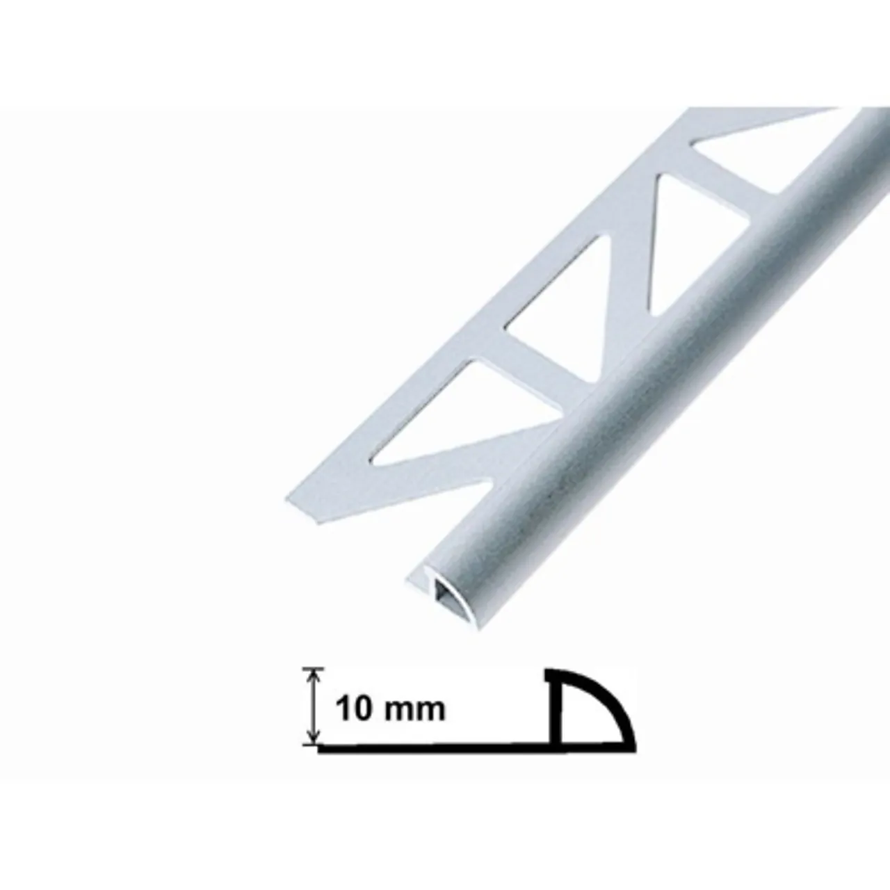 Flislist 10mm alu sølvel 2,5m