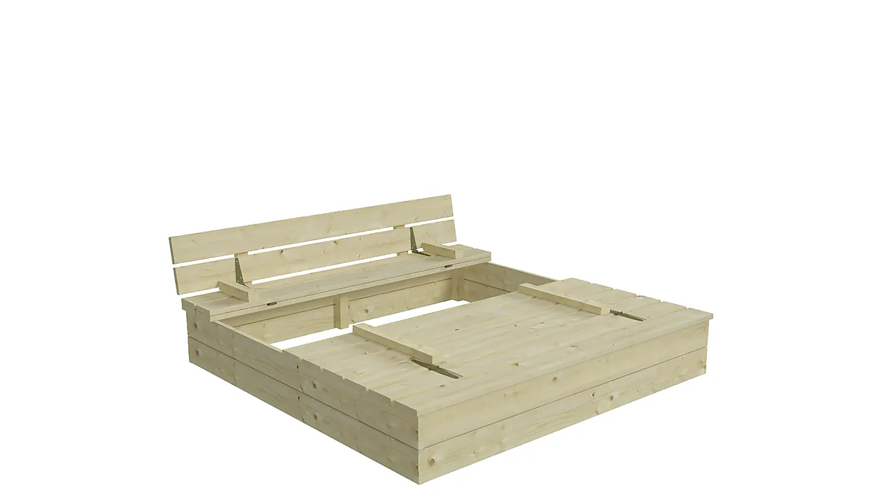 Sandkasse med benklokk 140x140 cm Sandkasse med benklokk 140x140 cm