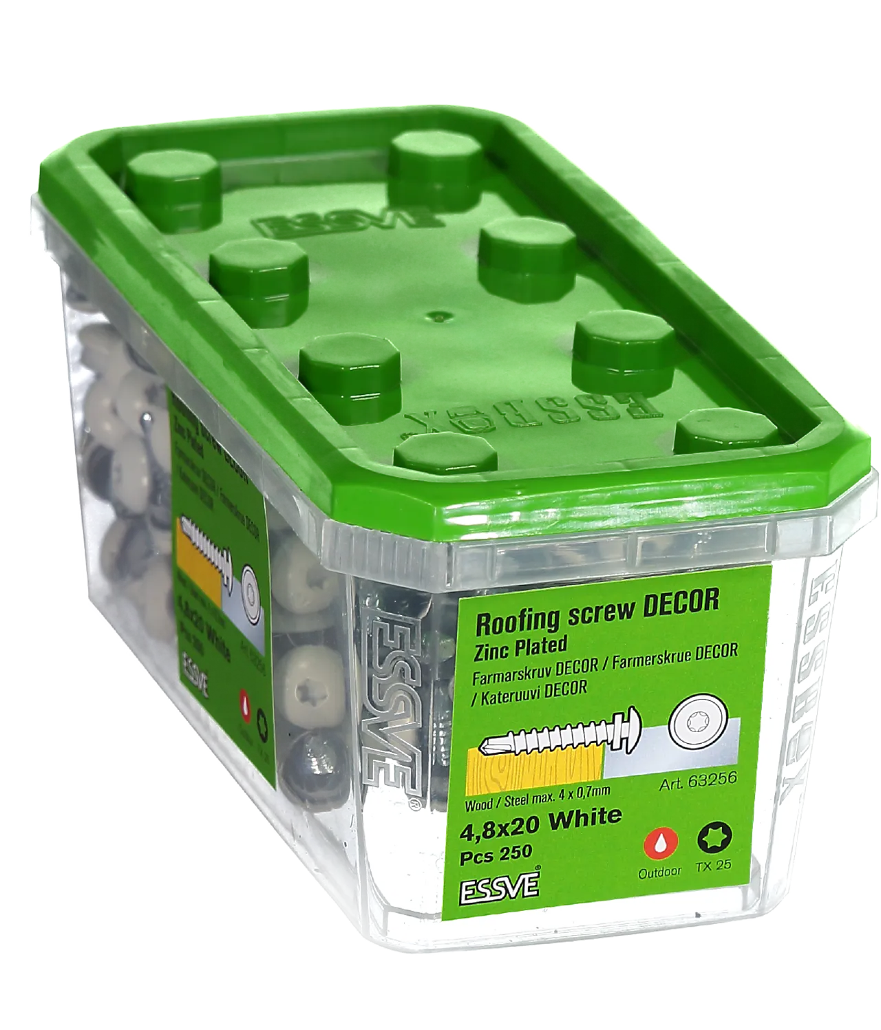 Farmerskrue hvit 4,8x20 fzb -250 decor redusert borspiss ral 9010