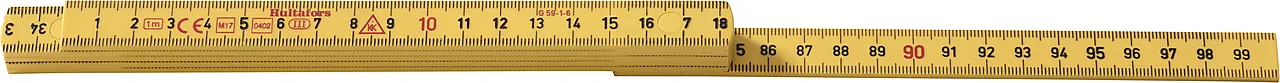 Meterstokk 1 meter glassfiber G59-1-6 metrisk gradering gul Meterstokk 1 meter glassfiber G59-1-6 metrisk gradering gul