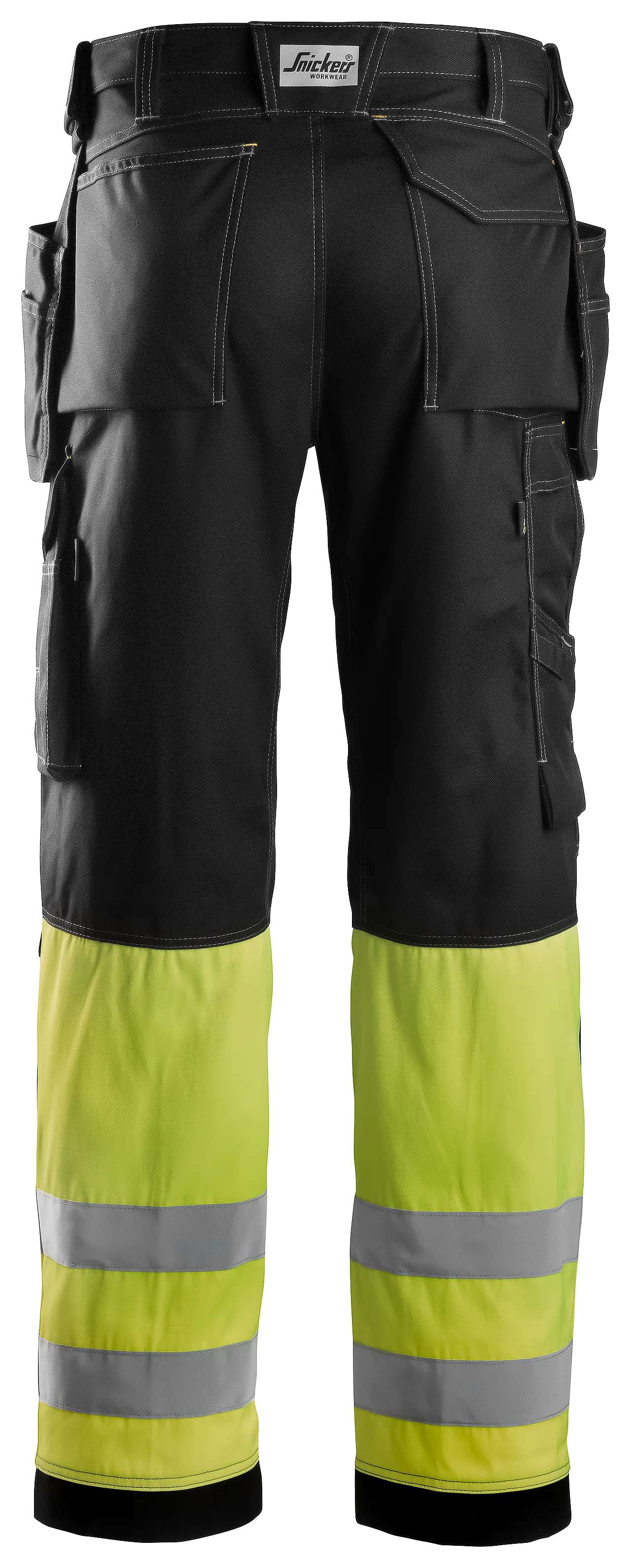 Håndverksbukse 3235 bomull High Vis kl.1 Sort/ HiVis gul str 92 null - null - 3 - Miniatyr