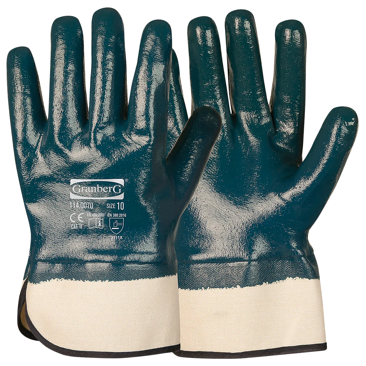 Hanske nitril 10 mansj heldyppet granberg - 114.0070-10