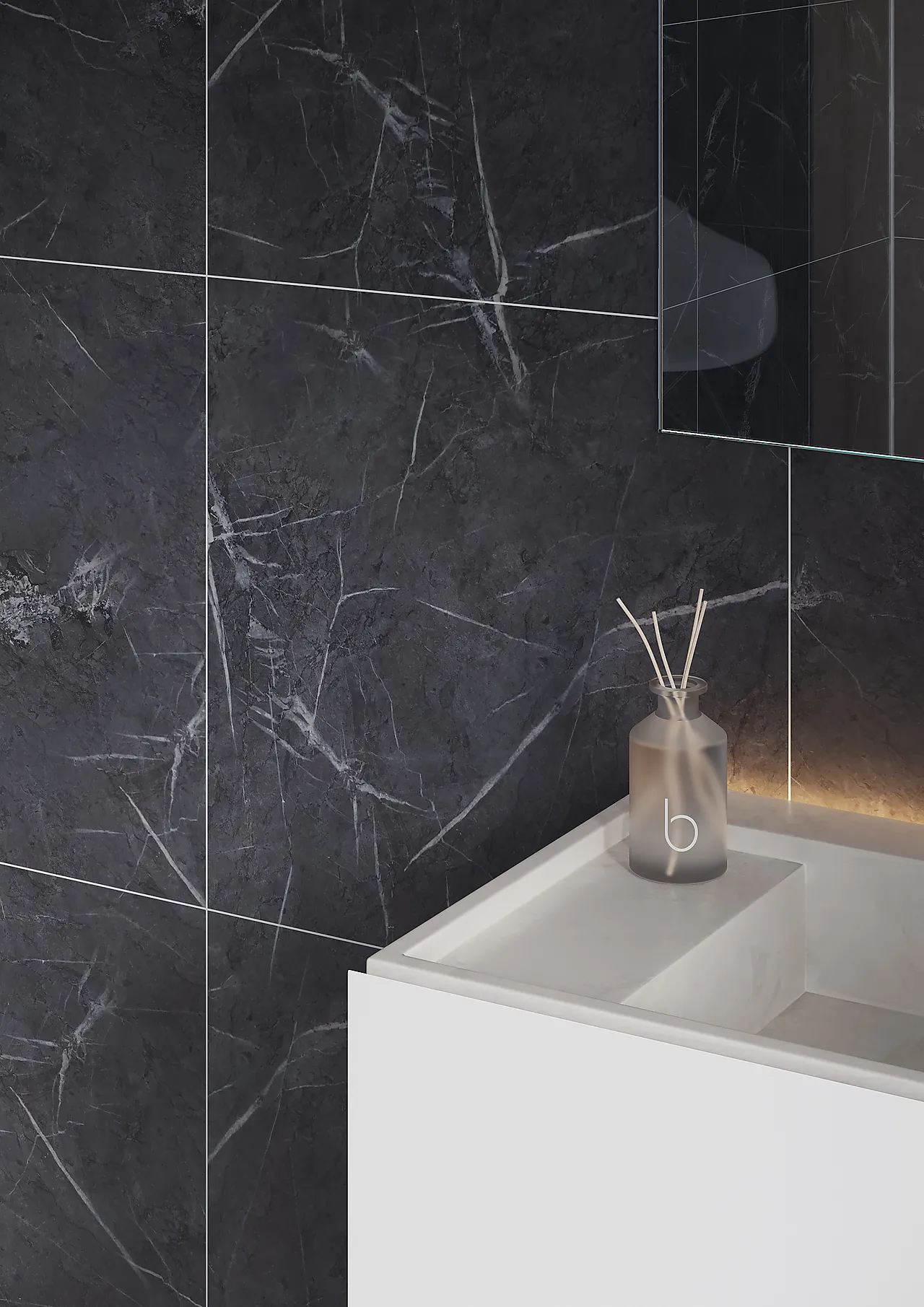 Baderomsplate svart marmor flis 11x620x2400 mm null - null - 3 - Miniatyr