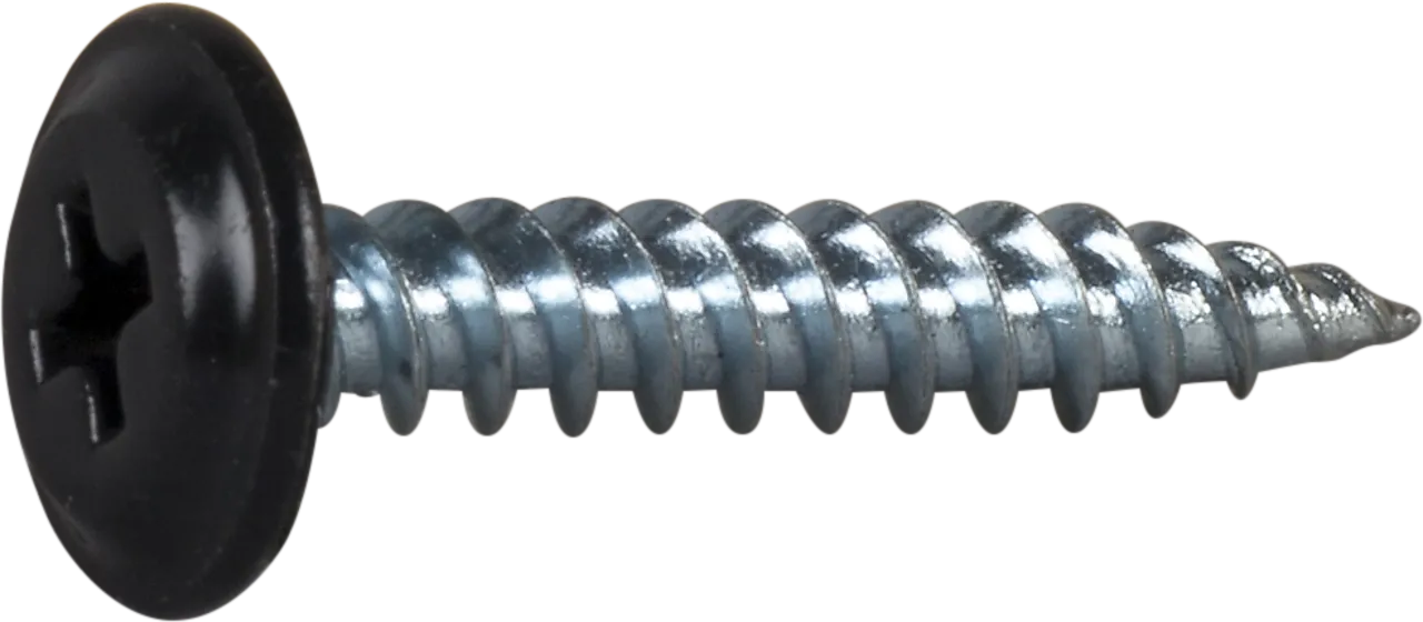 Montasjeskrue svart 4,2x25 fzb -250 skarp spiss ral 9011 blankforsinket