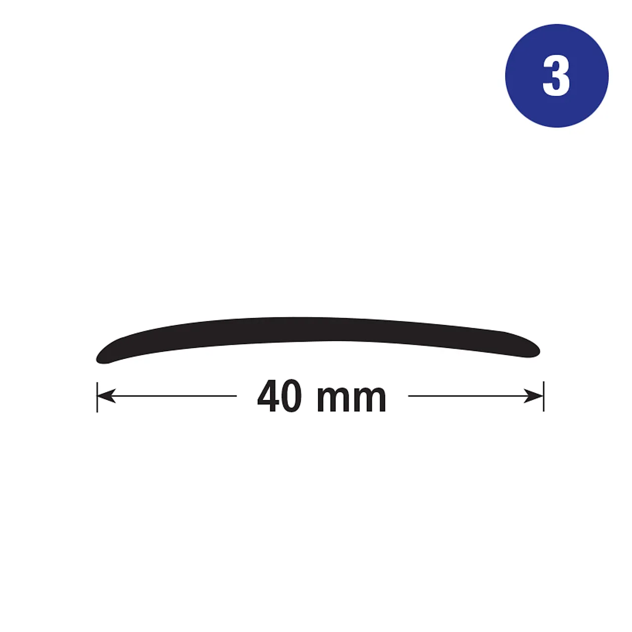 Overgangslist 3 eik hvit 40mm 2m null - 2 m - 3 - Miniatyr