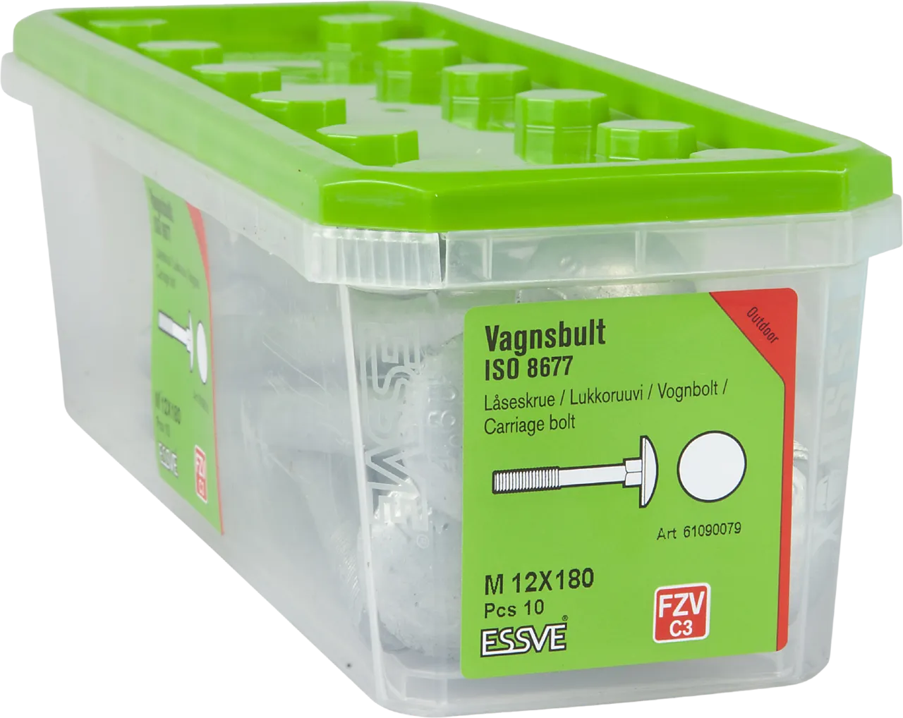 Låseskrue m12x180 din603 fzv -10 varmforsinket stål iso8677 null - null - 2 - Miniatyr