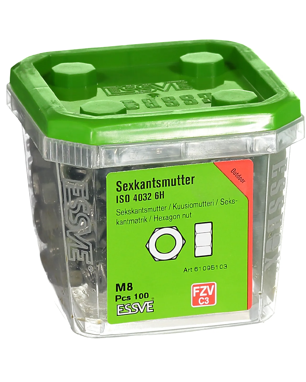 Sekskantmutter m8 din 934 fzv -100 varmforsinket stål iso 4032 null - null - 2 - Miniatyr