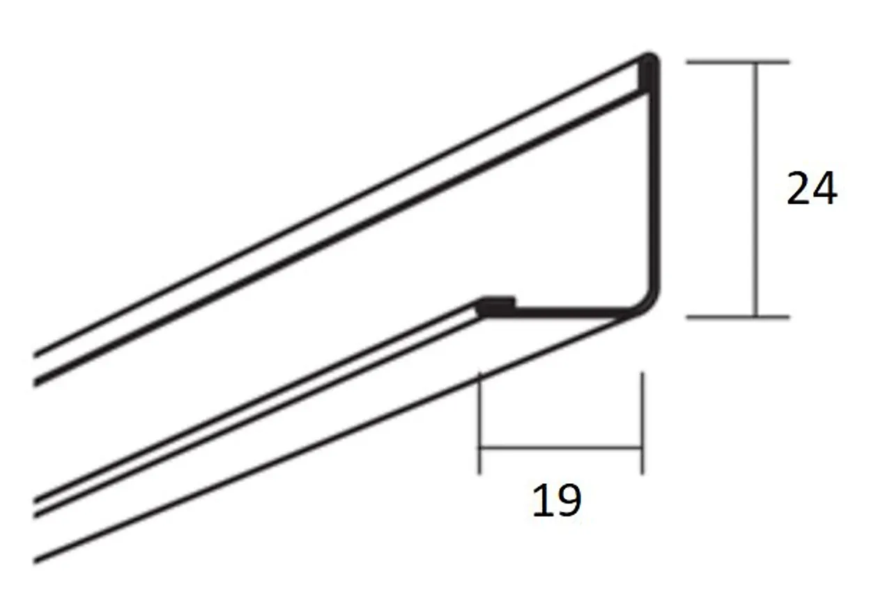 Glava luna veggl 19x24 sort matt l = 3000 mm