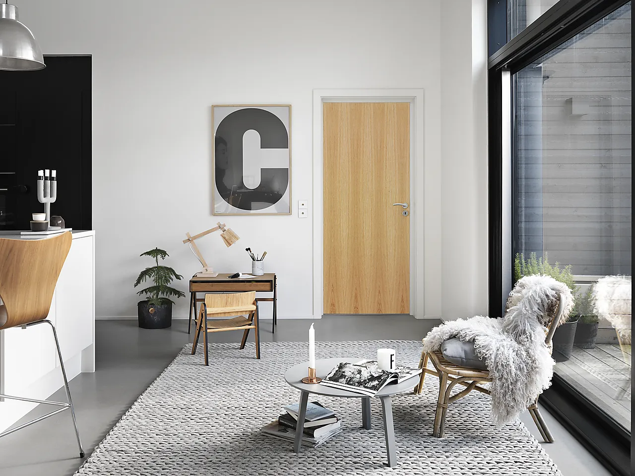 Dør stable nature 7x21 eik massiv slett finert null - null - 2 - Miniatyr