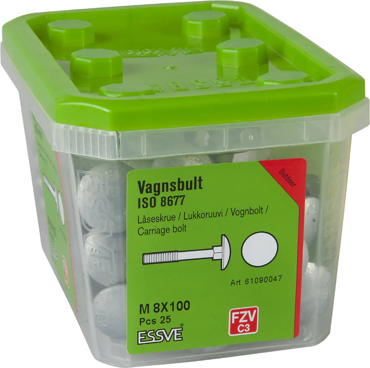 Låseskrue m8x100 din603 fzv -25 varmforsinket stål iso8677 null - null - 2 - Miniatyr