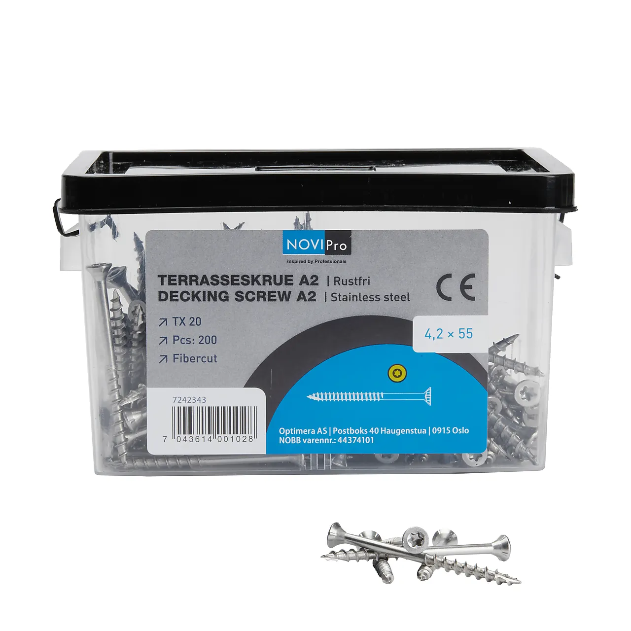 Terrasseskrue A2 Rustfri 4,2x55 mm a 200 stk torx 20