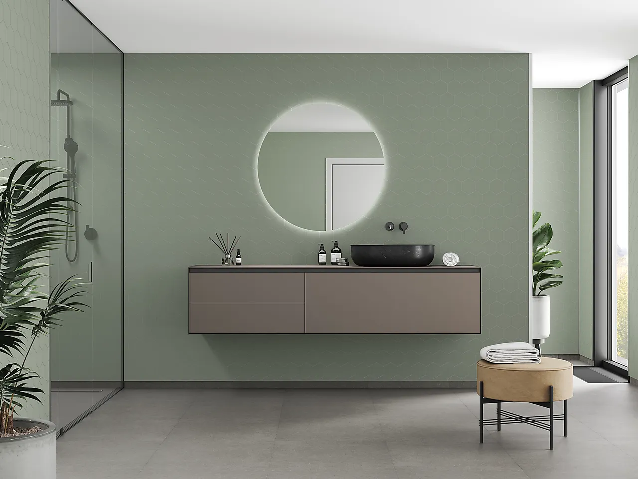 Olive Green hexagon panel 10x620x2400mm null - null - 2 - Miniatyr