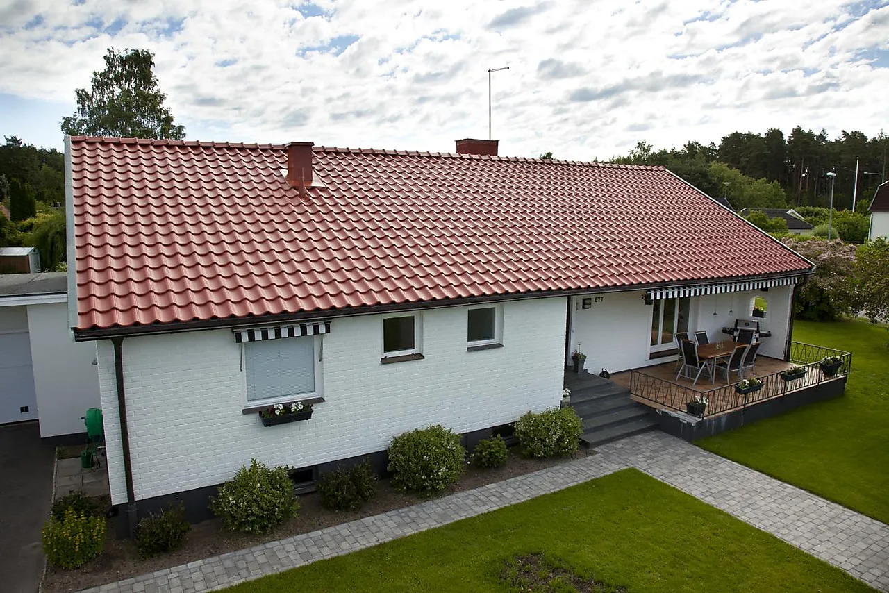 Takstein exksklusiv benderit enkelkrum teglrød null - null - 3 - Miniatyr