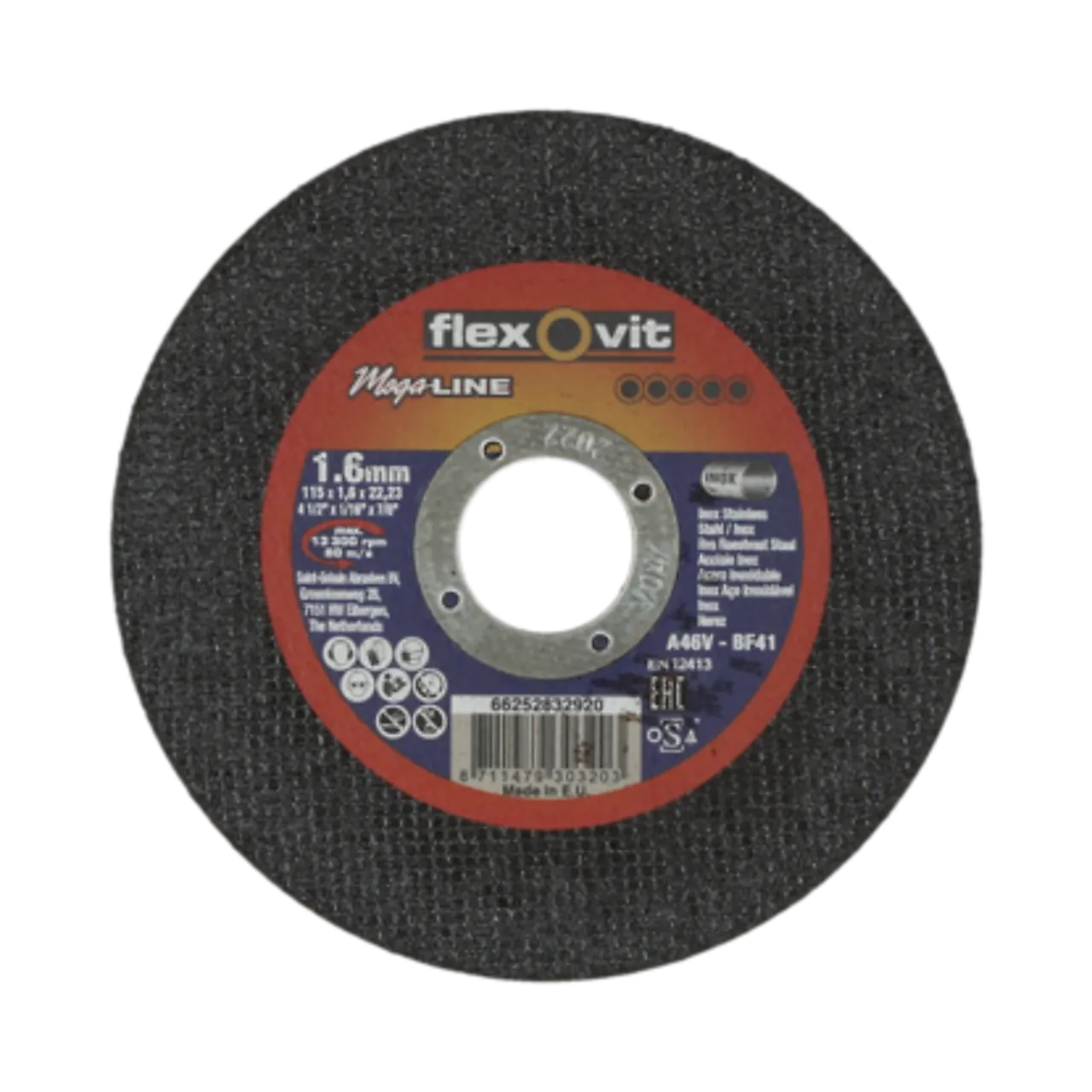 Kappeskive stål 115x1,6 fmv flexovit mega line inox a46v