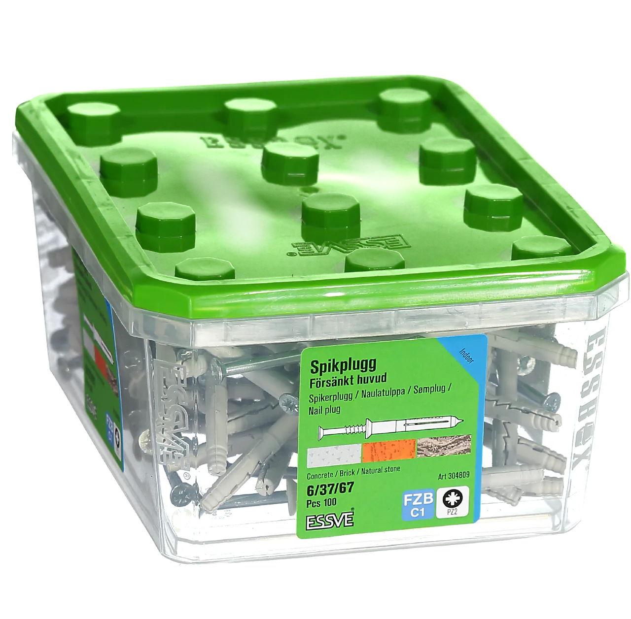 Spikerplugg senk 6x67 fzb a-100 forsenket krage blankforsinket stål Spikerplugg senk 6x67 fzb a-100 forsenket krage blankforsinket stål